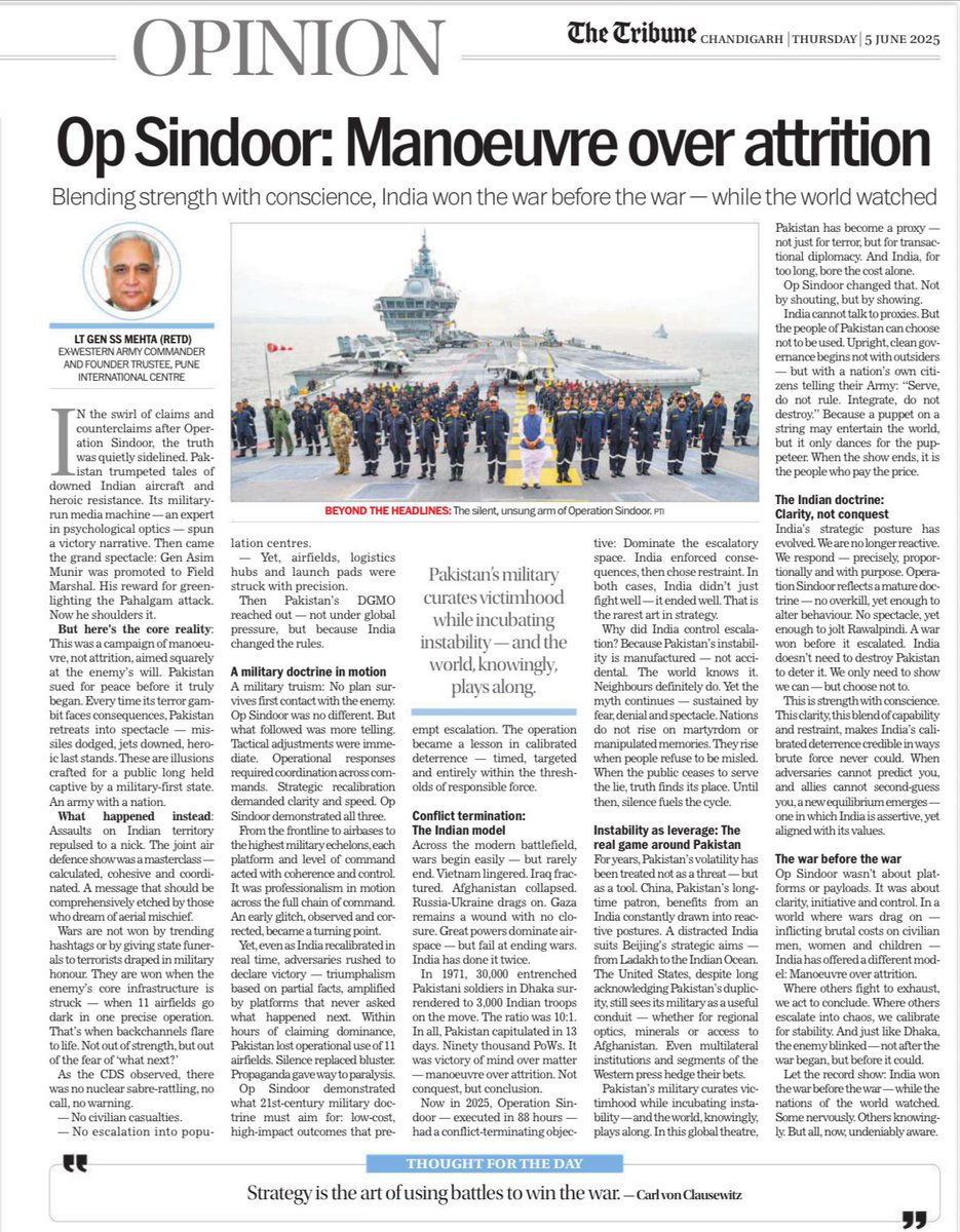 Raj Shukla (@gen_rajshukla) on Twitter photo Please read. From the Indian Army's ORIGINAL GENIUS, who has set such a high bar in SOLDIERING & SCHOLARSHIP for all of us to follow - Lt Gen Shammi Mehta
<a href="/adgpi/">ADG PI - INDIAN ARMY</a>
<a href="/CDS/">CDS</a>
<a href="/DefenceMinIndia/">रक्षा मंत्री कार्यालय/ RMO India</a>
#OperationSindoor Please read. From the Indian Army's ORIGINAL GENIUS, who has set such a high bar in SOLDIERING & SCHOLARSHIP for all of us to follow - Lt Gen Shammi Mehta
<a href="/adgpi/">ADG PI - INDIAN ARMY</a>
<a href="/CDS/">CDS</a>
<a href="/DefenceMinIndia/">रक्षा मंत्री कार्यालय/ RMO India</a>
#OperationSindoor