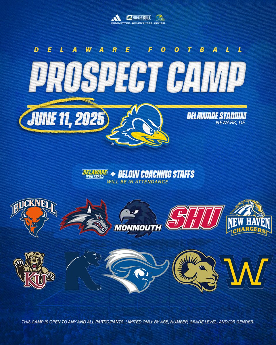 GREAT opportunity to show what you got!!🔵🟡

Hit the link to register!! ⬇️

delawarefootballcamp.com