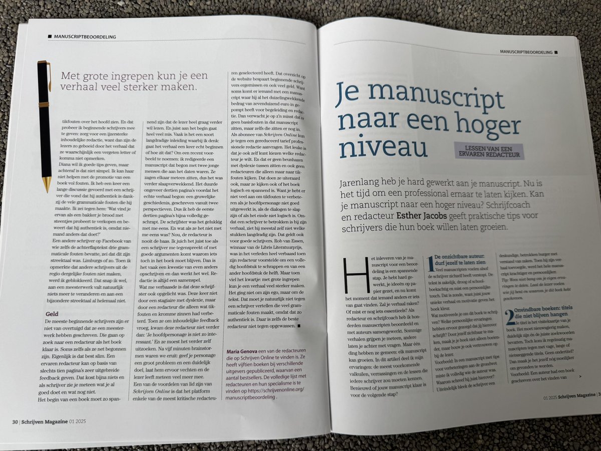 genova2's tweet image. Schrijven Magazine is een geweldig tijdschrift voor iedereen die schrijft. Soms spaar ik nummers tot ik weer wat tijd heb om te lezen. En dan zie ik een artikel … van mezelf.