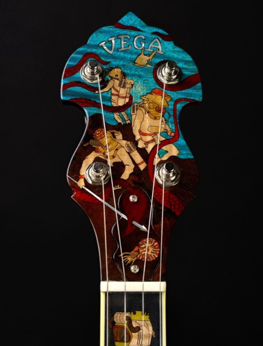 The Vega Long Neck "Nemo" Greg Deering Custom #Banjo. “In art, the hand can never execute anything higher than the heart can imagine.” – Ralph Waldo Emerson. deeringbanjos.com/collections/gr…