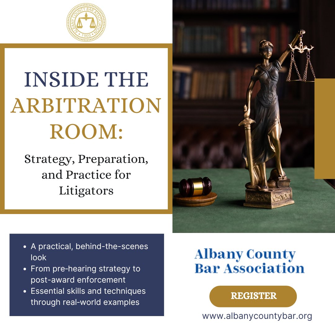 Join us on June 30 and learn from the experts -- sharpen your litigation skills! albanycountybar.org/?pg=events&evA…
