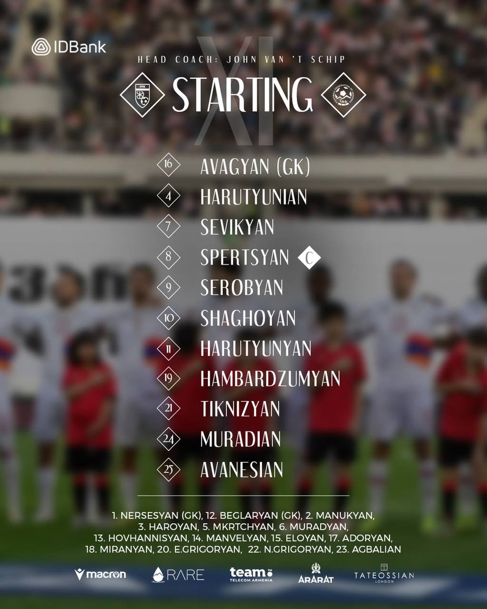 ARMENIA Starting XI vs KOSOVO
#havaqakan #KOSARM #ArmeniaNT