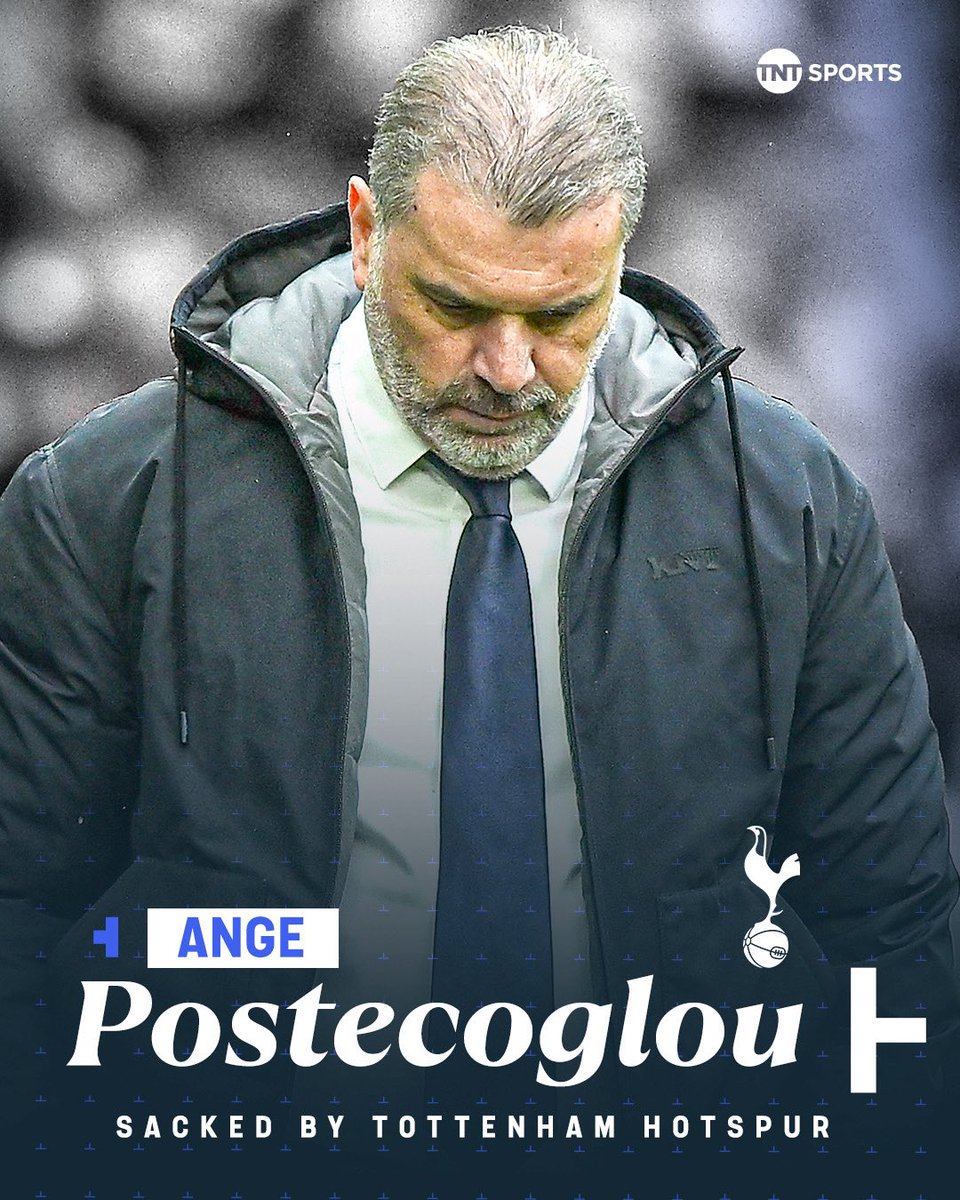 It’s over 💔

Ange Postecoglou has been sacked by Tottenham Hotspur.