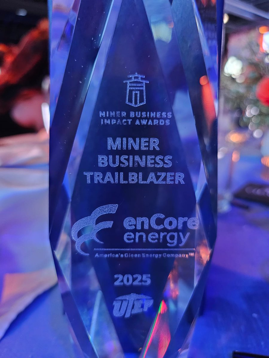 enCore Energy Corp. (NASDAQ:EU | TSX.V:EU) (@encoreenergy_eu) on Twitter photo Big news! enCore Energy just took home the very first Miner Business Impact Award from the University of Texas at El Paso! 🏆 Our Executive Chairman, William Sheriff (proud UTEP alum and uranium whisperer), was on hand to accept the honor.
John Seely, our Chief Geologist and Big news! enCore Energy just took home the very first Miner Business Impact Award from the University of Texas at El Paso! 🏆 Our Executive Chairman, William Sheriff (proud UTEP alum and uranium whisperer), was on hand to accept the honor.
John Seely, our Chief Geologist and