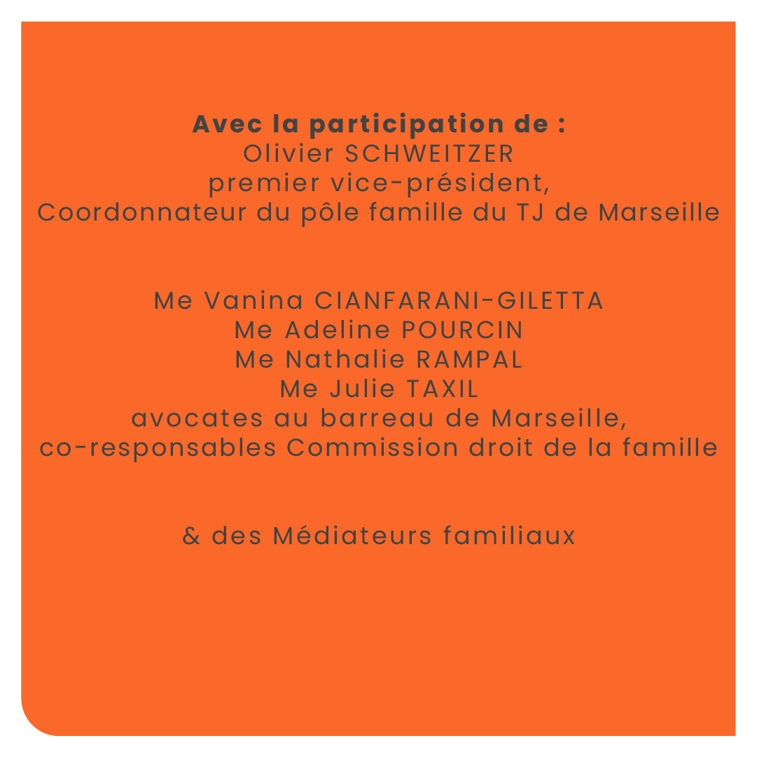 ➡️ Regards croisés médiateurs &amp; avocats de la famille
📅 11/06 de 17h à 20h
📍 Maison de l’avocat 
🧑‍🤝‍🧑 Réservée aux avocats
🔗barreau-marseille.avocat.fr/fr/agenda/form…