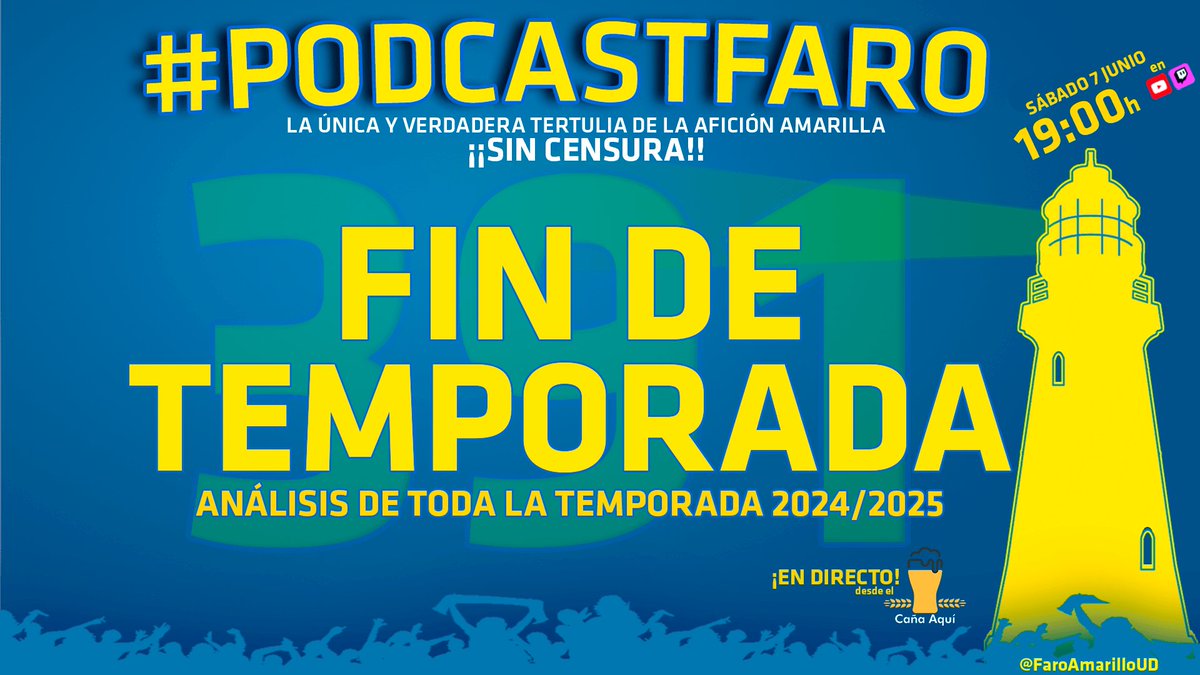 ๐๏ธ#PodcastFaro ๐ฎ๐จ UD Las Palmas (@faroamarilloud) on Twitter photo ๐จ๐ก๐ข ๐ง๐ ๐ข๐๐ฉ๐๐๐๐ฆโผ๏ธ
โก๏ธ Maรฑana sรกbado ๐ณ ๐ฑ๐ฒ ๐ท๐๐ป๐ถ๐ผ a las ๐ญ๐ต:๐ฌ๐ฌ๐ต tienes una cita en la cervecerรญa ยกCAรA AQUร! para vivir ๐๐ก ๐ฉ๐๐ฉ๐ข con nosotros el รบltimo programa de la temporada
Y como siempre, emitiremos en directo el programa por YouTube y Twitch ๐ ๐จ๐ก๐ข ๐ง๐ ๐ข๐๐ฉ๐๐๐๐ฆโผ๏ธ
โก๏ธ Maรฑana sรกbado ๐ณ ๐ฑ๐ฒ ๐ท๐๐ป๐ถ๐ผ a las ๐ญ๐ต:๐ฌ๐ฌ๐ต tienes una cita en la cervecerรญa ยกCAรA AQUร! para vivir ๐๐ก ๐ฉ๐๐ฉ๐ข con nosotros el รบltimo programa de la temporada
Y como siempre, emitiremos en directo el programa por YouTube y Twitch ๐