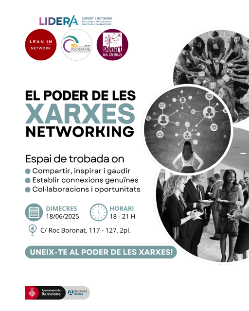 Asodame - BPW Barcelona (@asodame_bpw) on Twitter photo Descobreix el veritable Poder de les Xarxes! 🤝 junt <a href="/Donatunimpuls/">Dona't un impuls</a> <a href="/LeanInBCN/">Lean In Network Barcelona</a> t'esperem al #Networking de <a href="/barcelonactiva/">Barcelona Activa</a> #LIDERA. Un espai inspirador per a #dones #emprenedores on crear #aliances i impulsar projectes.🗓️18 juny📍18h a 21h #XarxaLidera emprenedoria.barcelonactiva.cat/es/activitats/… Descobreix el veritable Poder de les Xarxes! 🤝 junt <a href="/Donatunimpuls/">Dona't un impuls</a> <a href="/LeanInBCN/">Lean In Network Barcelona</a> t'esperem al #Networking de <a href="/barcelonactiva/">Barcelona Activa</a> #LIDERA. Un espai inspirador per a #dones #emprenedores on crear #aliances i impulsar projectes.🗓️18 juny📍18h a 21h #XarxaLidera emprenedoria.barcelonactiva.cat/es/activitats/…