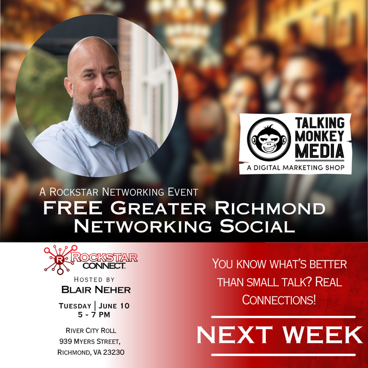 talkingmonkeyva's tweet photo. 🎳 Just a few days to go!

Join RVA’s top connectors at River City Roll for the Greater Richmond Networking Social 🎉

🗓️ Tues, June 10 | ⏰ 5–7 PM
💼 Don’t forget your biz cards!

FB: https://t.co/2CCWX9TO1T
🎟️ https://t.co/bGTLTLhSfe

#RVA #RockstarConnect #NetworkingVibes https://t.co/SzPPMI3SH2