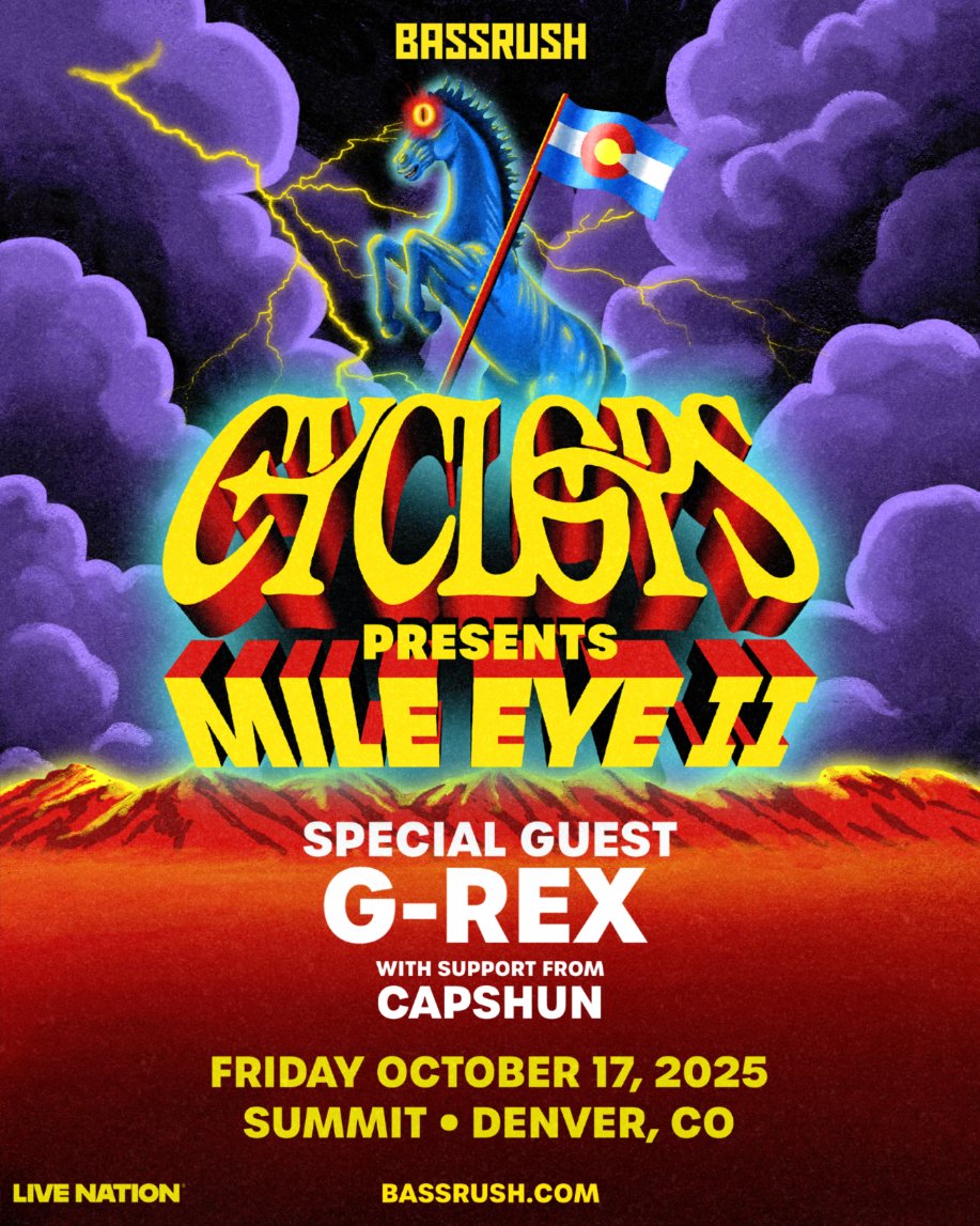 A new vision takes form. 👁️ <a href="/thisiscyclops/">CYCLOPS</a> presents MILE EYE II at Summit Denver on October 17 with special guest <a href="/GREXbeatz/">G-REX ⛓️</a> and support from <a href="/capshun/">CAPSAMA</a>. 🌀

Tickets on sale NOW! → bssrush.co/cyclops-den