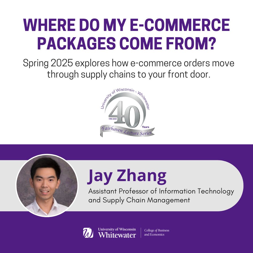 As part of the Spring 2025 Fairhaven Lecture Series, Professor Jay Zhang explored e-commerce supply chains, detailing how online purchases move from production to delivery. Stay tuned for more insights this spring!

 #SupplyChainManagement #FairhavenLectures #EcommerceInsights