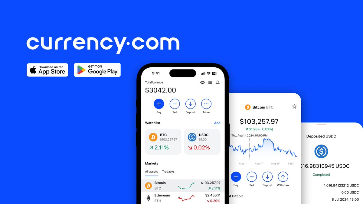 CurrencyCom's tweet photo. Our new mobile app is officially live!

Now available in 100+ countries, the app brings a smoother, faster, and smarter trading experience to your phone.

Download it now:

 🔹 Android: https://t.co/ZNs98vyldV
 🔹 iOS: https://t.co/MuhZVVX864

#Fintech #Crypto #DigitalFinance https://t.co/GaTlwIzhzZ