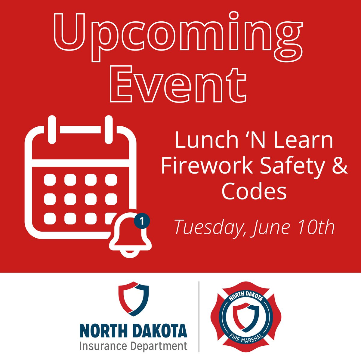 Join us for our next virtual Lunch 'N Learn, where we'll discuss firework safety and codes. It's happening on Tuesday, June 10th at 12pm CDT. Get registered: bit.ly/3SCcEGn