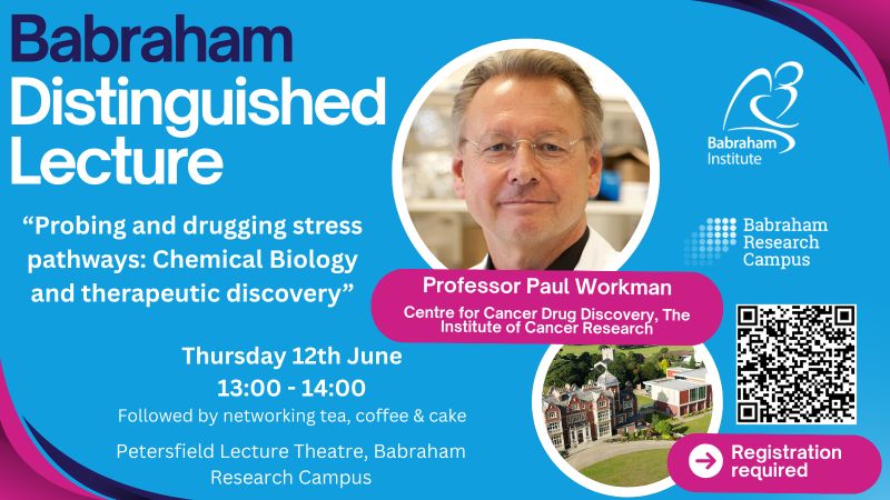 BabrahamUK's tweet image. Next week we welcome leading cancer research scientist Prof Paul Workman to Campus for the latest in the Babraham Distinguished Lecture series. 

🎫ow.ly/fY7F50VYQp3