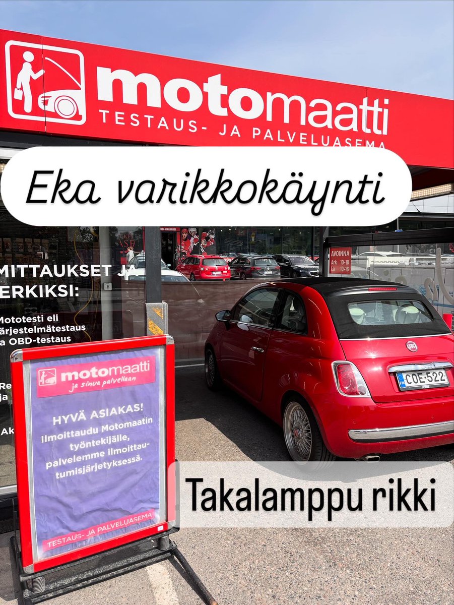 zijoittaja's tweet photo. Kesä🚗 ja eka varikkokäynti tänään. Voin kyllä suositella tuota Motonetin pika🛠️. Se oli halpa ja nopee. Ja ehkä ens kerralla hoituu homma DIY. 

Instagramin puolella mulla #avoauto -tili, jossa musat 🎶 päällä 📻. Sinne kaikki seuraamaan pitkän kuuman kesän seikkailuja 🛣️ https://t.co/0bQPO154R0