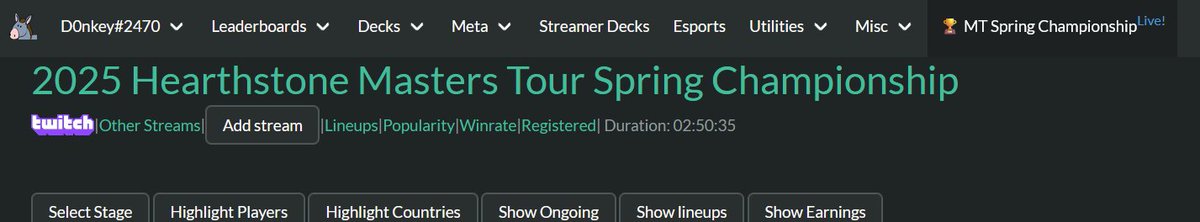Are you costreaming the @playhearthstone MT? You can let my site know! 

Login, connect your twitch, then open the MT and click add stream to add your stream. I already added the official costreams which you can check out here hsguru.com/streaming-now?… (the Other Streams link)