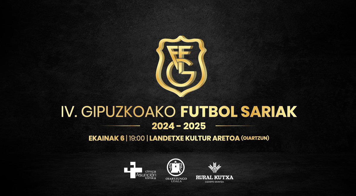 🏆 𝐈𝐕. 𝐆𝐈𝐏𝐔𝐙𝐊𝐎𝐀𝐊𝐎 𝐅𝐔𝐓𝐁𝐎𝐋 𝐒𝐀𝐑𝐈𝐀𝐊 

🔜 Gaur arratsaldeko 19:00etatik aurrera Futbol Sarien gala zuzenean ikusteko aukera izango duzue

🔜 A partir de las 19:00 podréis seguir en directo la gala de premios

➡️youtube.com/live/EWcxqwTCm…

 #GipuzkoakoFutbolSariak