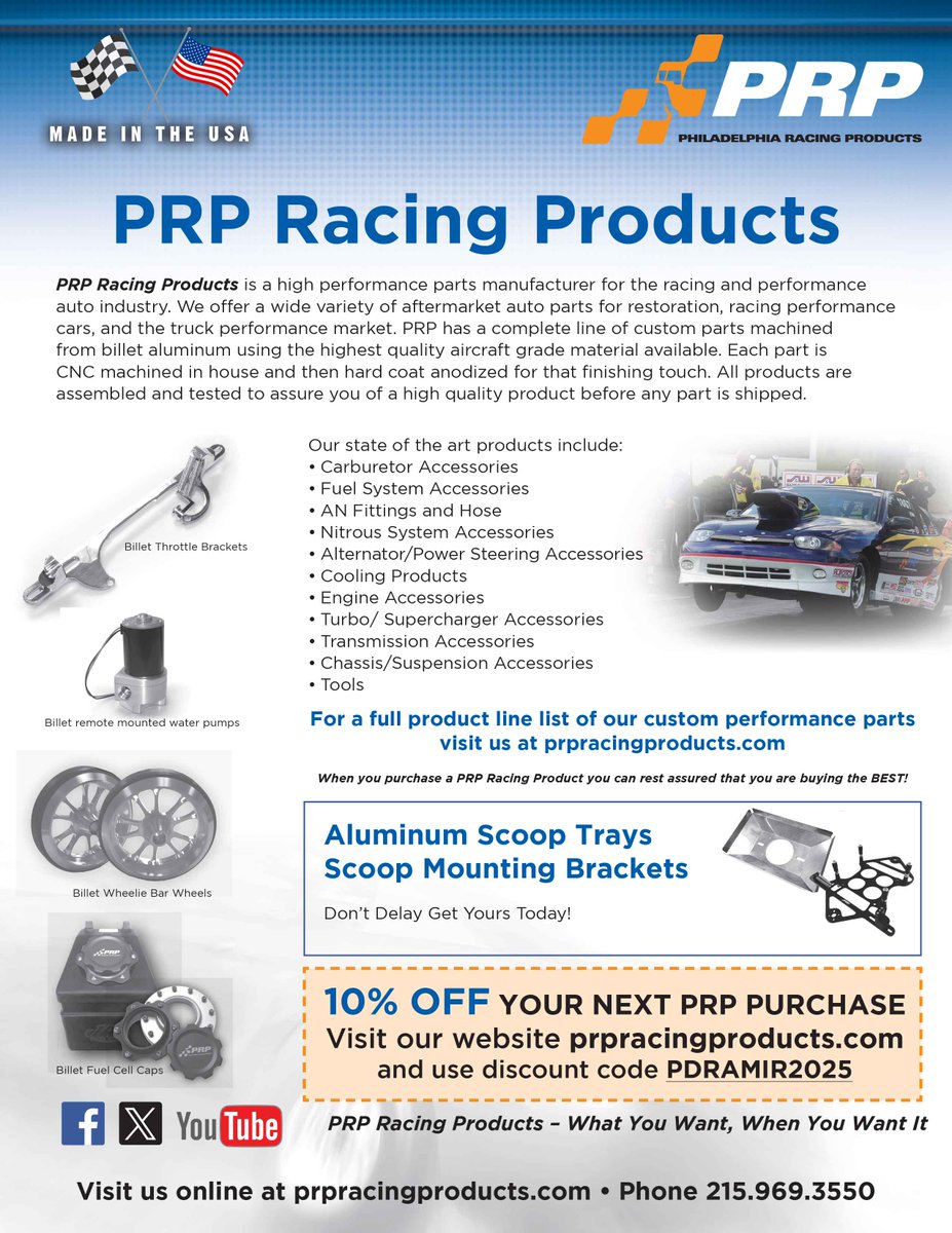 PDRA660's tweet image. Our friends at @prpracing are offering savings leading into our next event at @goracemir!

Visit their website at PRPRacingProducts.com and use the discount code - PDRAMIR2025 - and receive 10% off your next purchase! Order now and save!