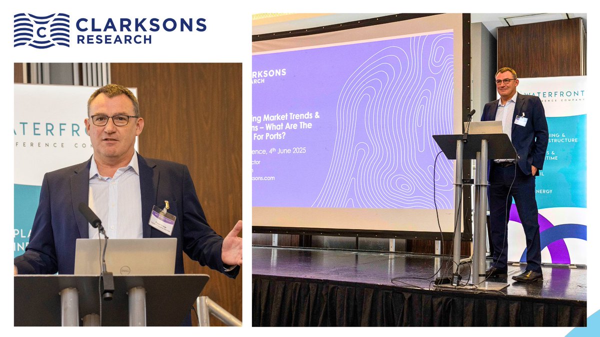 Clarksons_CRSL's tweet image. #ClarksonsResearch was delighted to speak at the #UKPortsConference2025, with Trevor Crowe providing an update on the latest shipping and trade trends and the implications for ports.