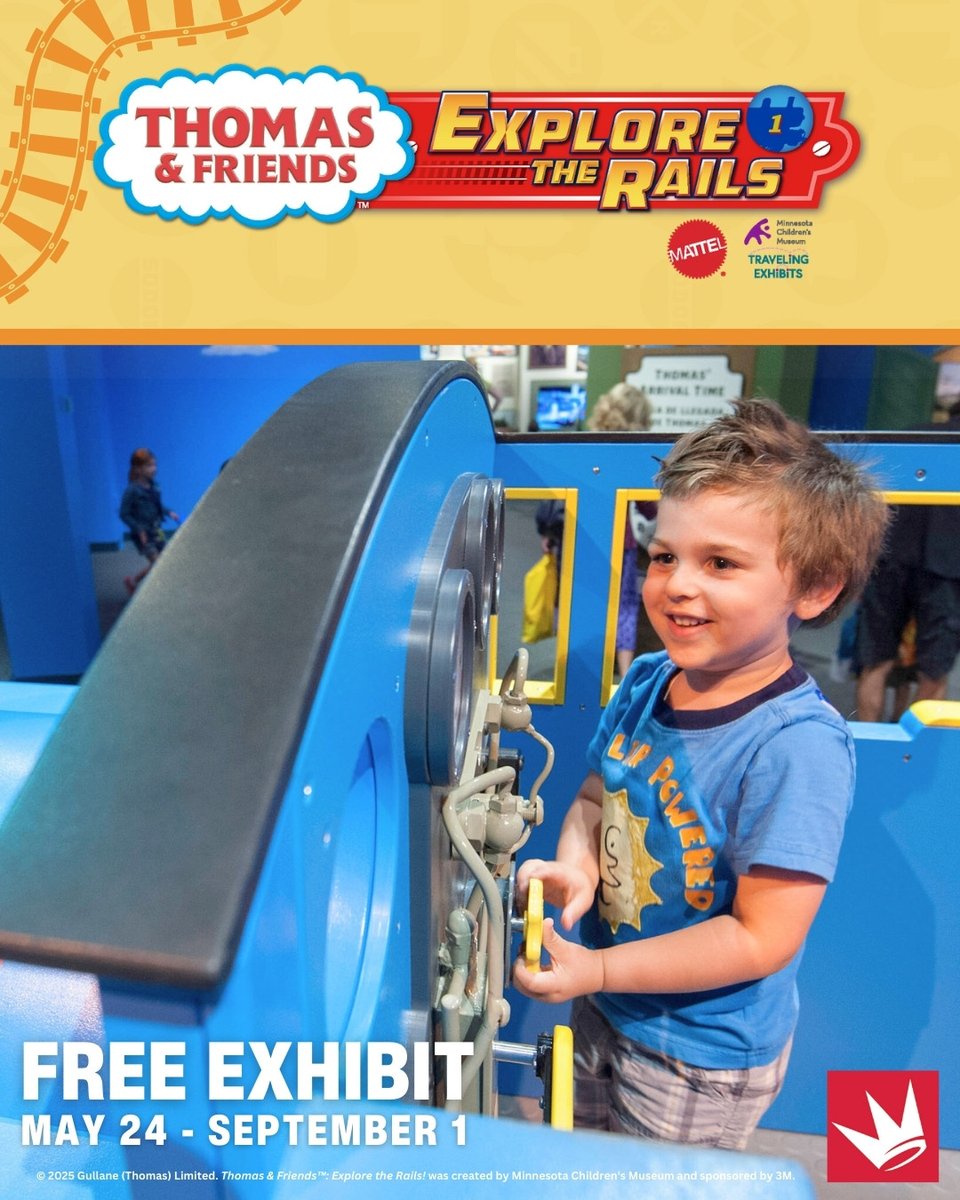 Thomas &amp; Friends™: Explore the Rails! is a FREE interactive kids exhibit for ages 2–7! Climb into Thomas’ cab, pull levers to make real train sounds, and help Percy get back on track by fixing his wobbly wheel. 🚂 

Plan your visit today: bit.ly/4lPpfmG