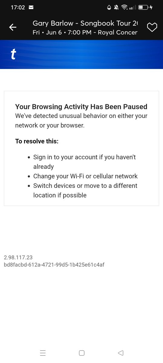 Hob_nob68's tweet photo. @TicketmasterCS How do I resolve this? Tried everything on that list. Got an event next Friday and trying to transfer my friends ticket to her. https://t.co/Af1cbQdhsT
