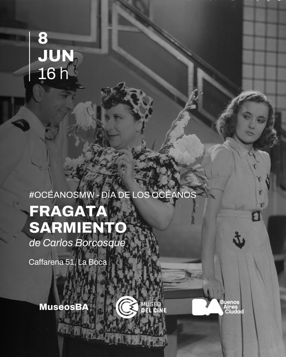 Museo del Cine (@museodelcineba) on Twitter photo Domingo 8 de junio | Museum Week #OcéanosMW
16 h – Fragata Sarmiento de Carlos Borcosque / 16mm
18 h – Aguas borrascosas (Remorques) de Jean Grémillon <a href="/IFArgentine/">Institut français AR</a> Domingo 8 de junio | Museum Week #OcéanosMW
16 h – Fragata Sarmiento de Carlos Borcosque / 16mm
18 h – Aguas borrascosas (Remorques) de Jean Grémillon <a href="/IFArgentine/">Institut français AR</a>