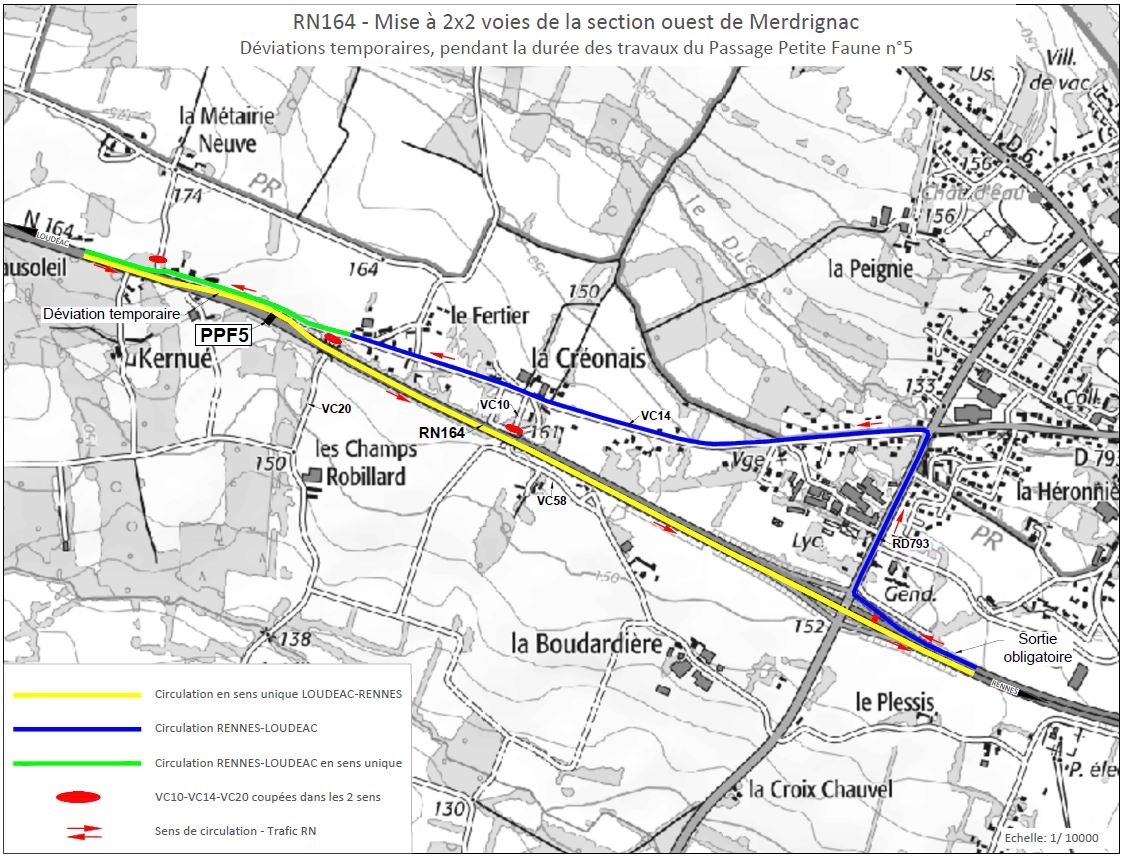 #Travaux | 🚧 RN164 : travaux de mise à 2X2 voies sur la section Ouest de Merdrignac.

❌ Fermeture temporaire de la voie du 16 au 27 juin
🔄 Déviations entre Rennes et Loudéac

ℹ️ Informez-vous sur bretagne.developpement-durable.gouv.fr/investissement…