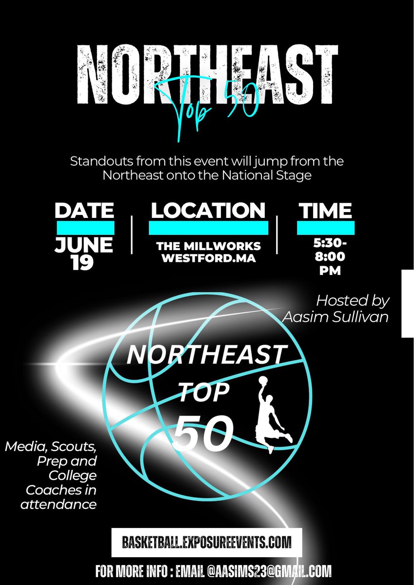 Only Two weeks Away, Still Spots available for a limited time 📈📈
✅College Coaches
✅Prep Coaches
✅Media Outlets 
Reach out to me with any questions! Here is the link to sign up : basketball.exposureevents.com/237980/northea…