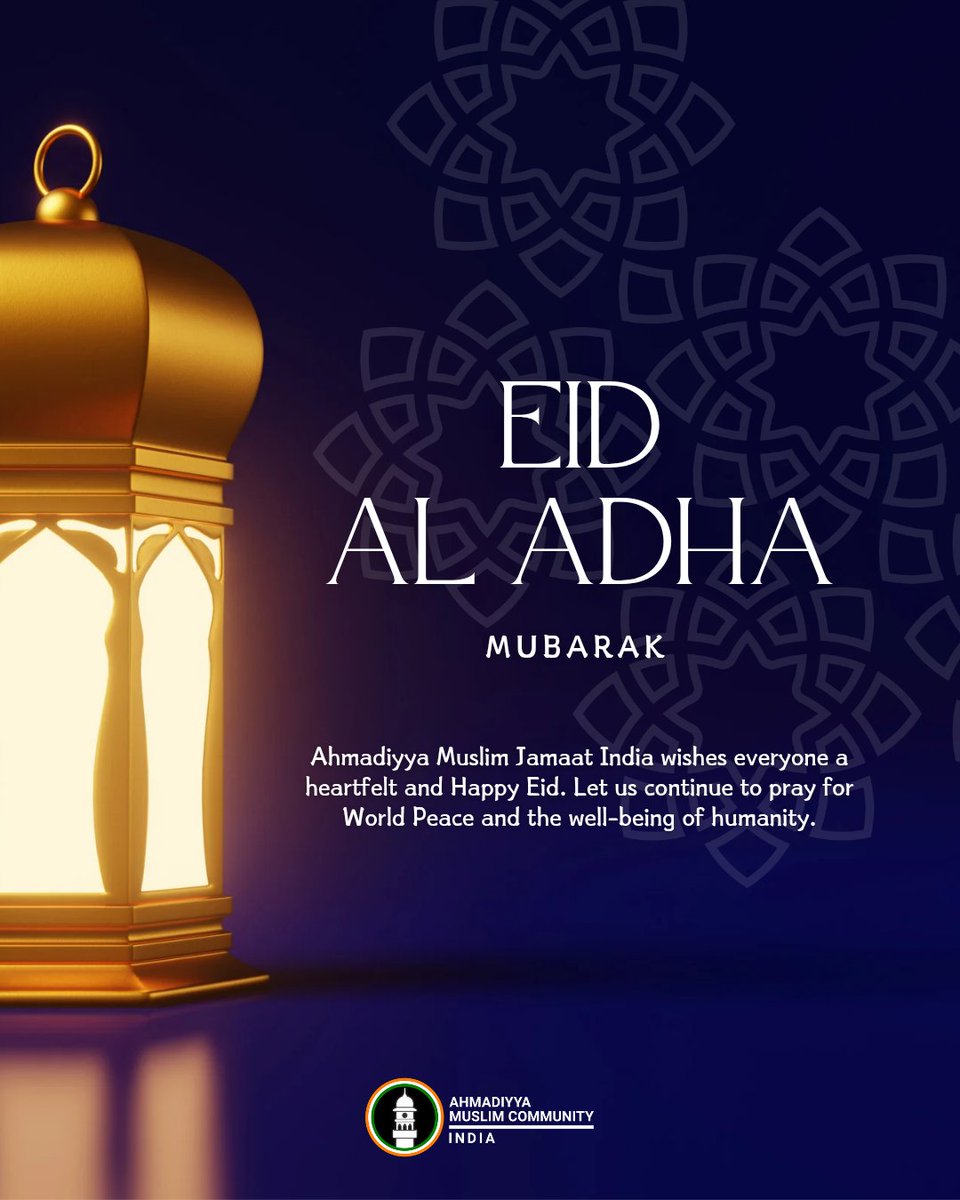 islaminind's tweet photo. On this blessed occasion of Eid al-Adha, let us come together in the spirit of sacrifice, compassion, and unity.

May this Eid bring peace, joy, and countless blessings to all.

#EidMubarak2025  #EidAlAdha #Ahmadiyya #Peace #EidMubarak