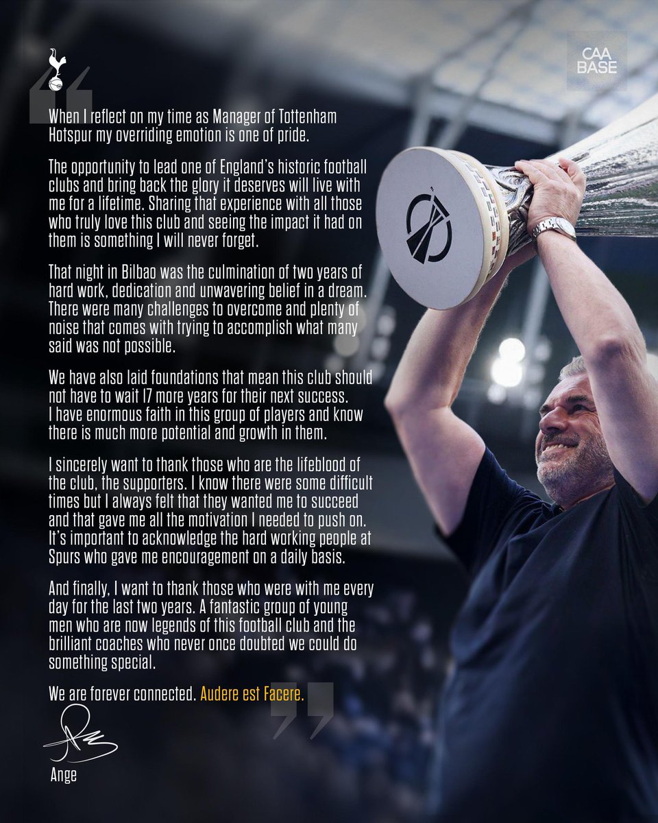 🚨🚨 ANGE POSTECOGLOU STATEMENT.