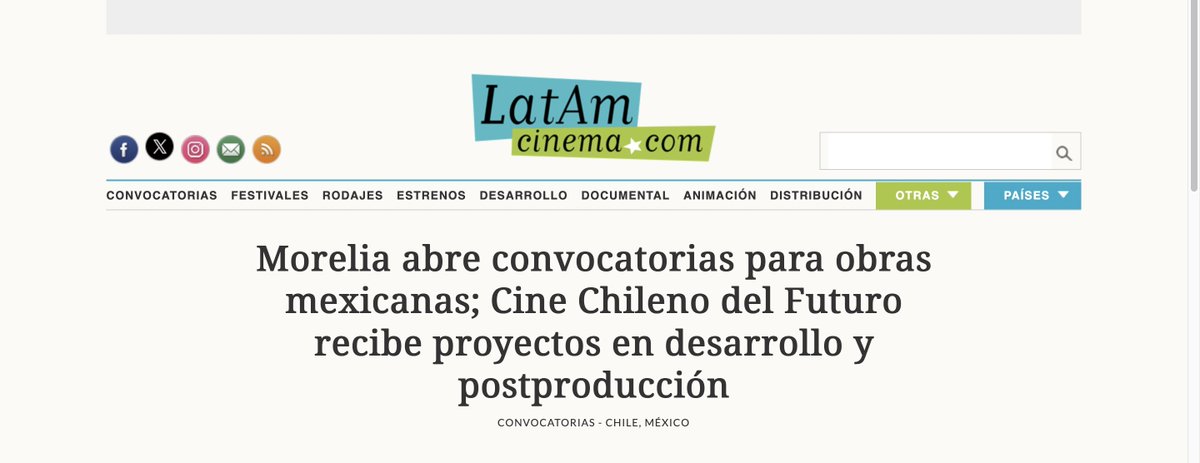 PRENSA | vía <a href="/LatAmcinema/">LatAm cinema</a> 
“Encuentros Australes del FICValdivia recibe obras chilenas hasta el 10 de junio para Cine Chileno del Futuro.”
📷 Lee la nota completa: latamcinema.com/morelia-abre-c…