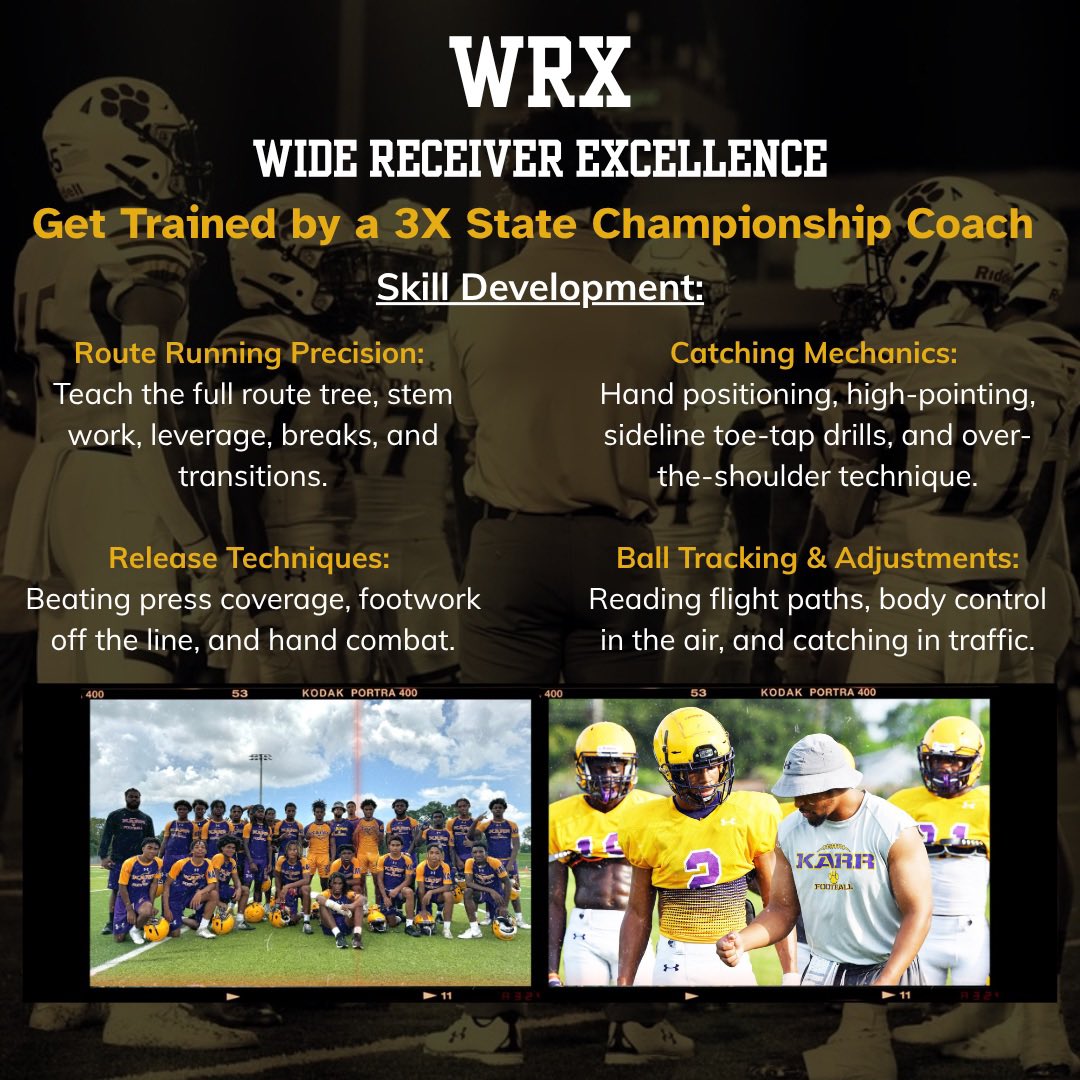 CoachO_BigO's tweet image. WRX!!! (Wide Receiver Excellence) come and get better with receiver specific training focusing on Route running precision, Release techniques, catching mechanics, and Ball tracking &amp;amp; adjustments!!! DM or email for times and pricing…