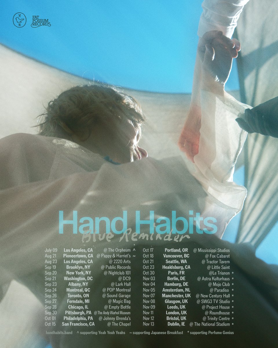 Fat Possum Records (@fatpossum) on Twitter photo .<a href="/hand_habits/">hand habits</a> tour tickets are now on sale! If I were you, I wouldn't wait...Catch them at their very special headline shows for their forthcoming album, Blue Reminder & supporting <a href="/Jbrekkie/">Japanese Breakfast</a>, <a href="/YYYs/">Yeah Yeah Yeahs</a>, & <a href="/perfumegenius/">Perfume Genius</a> on select dates. Dates/Tickets: handhabits.band .<a href="/hand_habits/">hand habits</a> tour tickets are now on sale! If I were you, I wouldn't wait...Catch them at their very special headline shows for their forthcoming album, Blue Reminder & supporting <a href="/Jbrekkie/">Japanese Breakfast</a>, <a href="/YYYs/">Yeah Yeah Yeahs</a>, & <a href="/perfumegenius/">Perfume Genius</a> on select dates. Dates/Tickets: handhabits.band