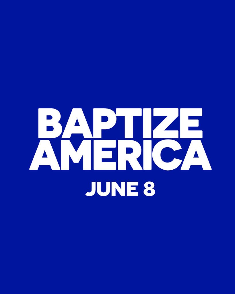 Make History In America
Join thousands of churches across America in the world's largest synchronized water baptism this upcoming Sunday, June 8. Consider participating at your church! Check Baptize America out on YouTube (youtube.com/@baptizeameric…). Their videos will move you to