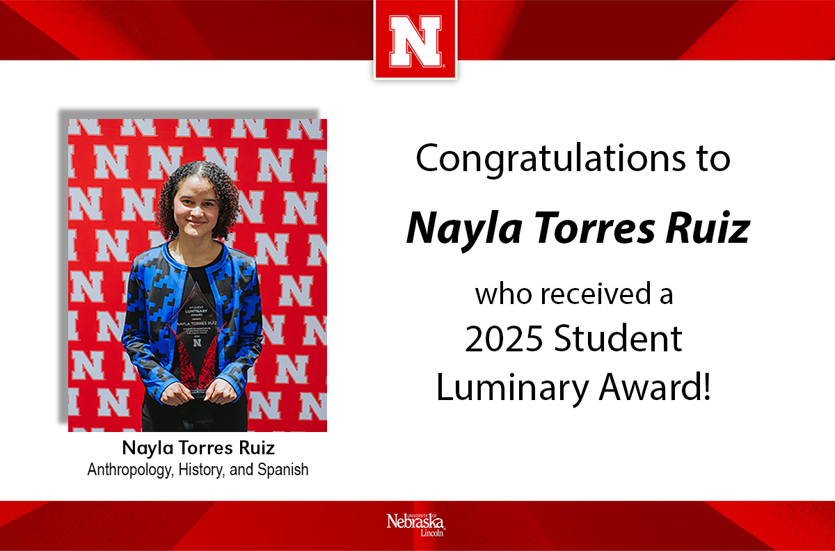 UNL McNair (@unl_mcnair) on Twitter photo Congrats to <a href="/UNL_McNair/">UNL McNair</a> Scholar Nayla Torres Ruiz who received a Luminary award for those who make a difference through leadership & commitment to improving the campus or community while excelling in academics. She was nominated by Abel Covarrubias and Dr. Isabel Velรกzquez. ๐๐ Congrats to <a href="/UNL_McNair/">UNL McNair</a> Scholar Nayla Torres Ruiz who received a Luminary award for those who make a difference through leadership & commitment to improving the campus or community while excelling in academics. She was nominated by Abel Covarrubias and Dr. Isabel Velรกzquez. ๐๐