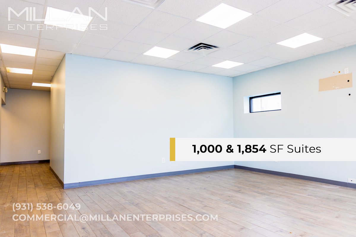 Millan Enterprises (@millanentllc) on Twitter photo ๐ข ๐๐ข๐ ๐ ๐๐ฅ๐๐๐๐ ๐ฆ๐ฃ๐๐๐ ๐๐ฉ๐๐๐๐๐๐๐
Two exceptional suites ready for your business:
Suite A: 1,000 SF - $19/SF/Year
Suite C: 1,854 SF - $19/SF/Year
๐ Call: (931) 538-6049
๐ง Email: commercial@millanenterprises.com
๐ข:ย bit.ly/1064Riverside ๐ข ๐๐ข๐ ๐ ๐๐ฅ๐๐๐๐ ๐ฆ๐ฃ๐๐๐ ๐๐ฉ๐๐๐๐๐๐๐
Two exceptional suites ready for your business:
Suite A: 1,000 SF - $19/SF/Year
Suite C: 1,854 SF - $19/SF/Year
๐ Call: (931) 538-6049
๐ง Email: commercial@millanenterprises.com
๐ข:ย bit.ly/1064Riverside