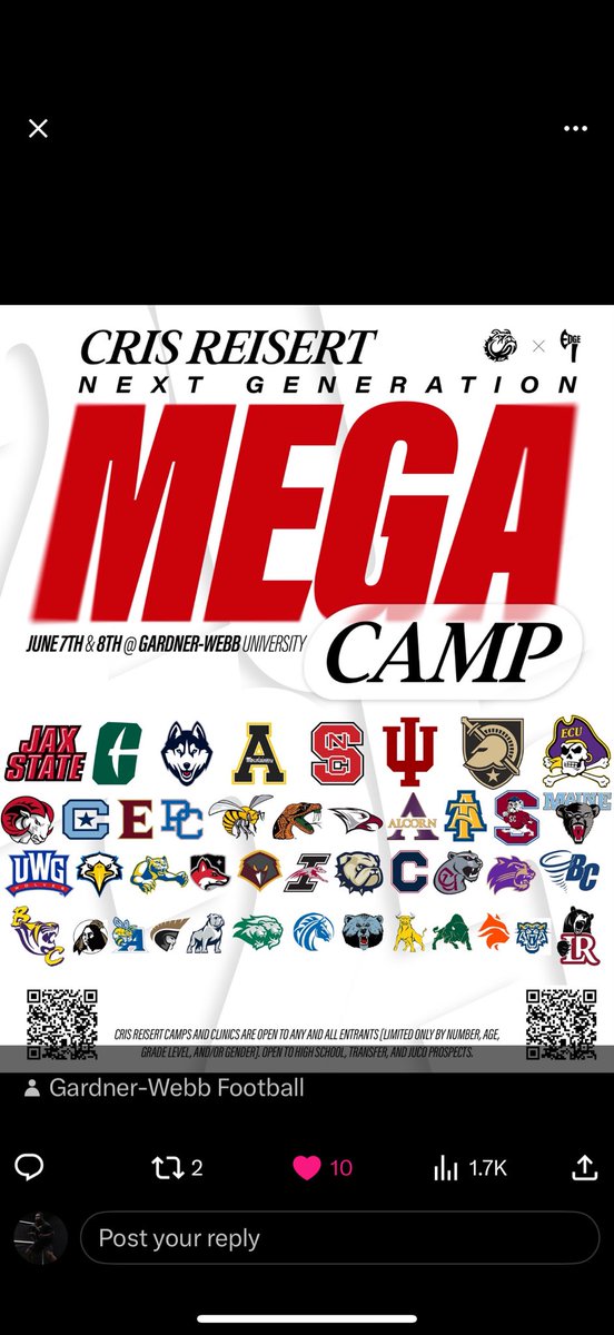 Demarion Davidson (@davids1demarion) on Twitter photo I will be attending session #3 <a href="/GWUFootball/">Gardner-Webb Football</a> mega camp June 7th!
<a href="/WIHS_Football/">West Iredell High School Football</a> <a href="/FB_CoachFitz/">Sean Fitzgerald</a> I will be attending session #3 <a href="/GWUFootball/">Gardner-Webb Football</a> mega camp June 7th!
<a href="/WIHS_Football/">West Iredell High School Football</a> <a href="/FB_CoachFitz/">Sean Fitzgerald</a>