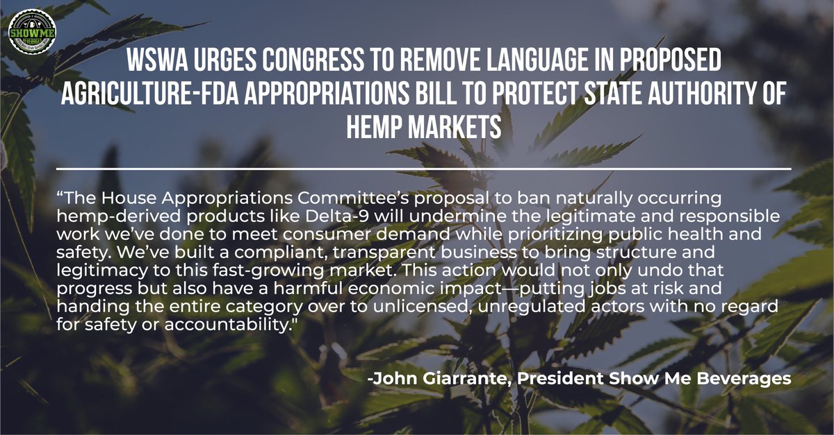 WSWA urges Congress to revise language in the FY2026 Ag-FDA bill that could unintentionally ban compliant, naturally derived Delta-9 hemp products.

🔗 Read More: wswa.org/news/wswa-urge…