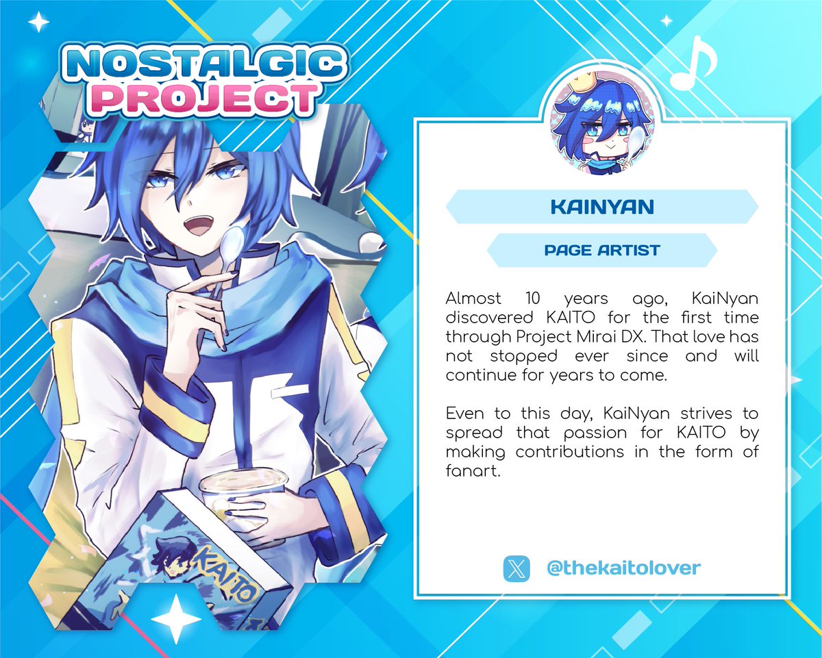 Nostalgic Project zine (soon) (@leekprojectzine) on Twitter photo We're non-stop!! 🩷
Meet <a href="/thekaitolover/">RKN / KaiNyan</a>. You'll love the illustrations. 10 years ago she met Kaito for the first time...and from then on it's been non-stop. (*´ω`*)🩷🩵 We're non-stop!! 🩷
Meet <a href="/thekaitolover/">RKN / KaiNyan</a>. You'll love the illustrations. 10 years ago she met Kaito for the first time...and from then on it's been non-stop. (*´ω`*)🩷🩵