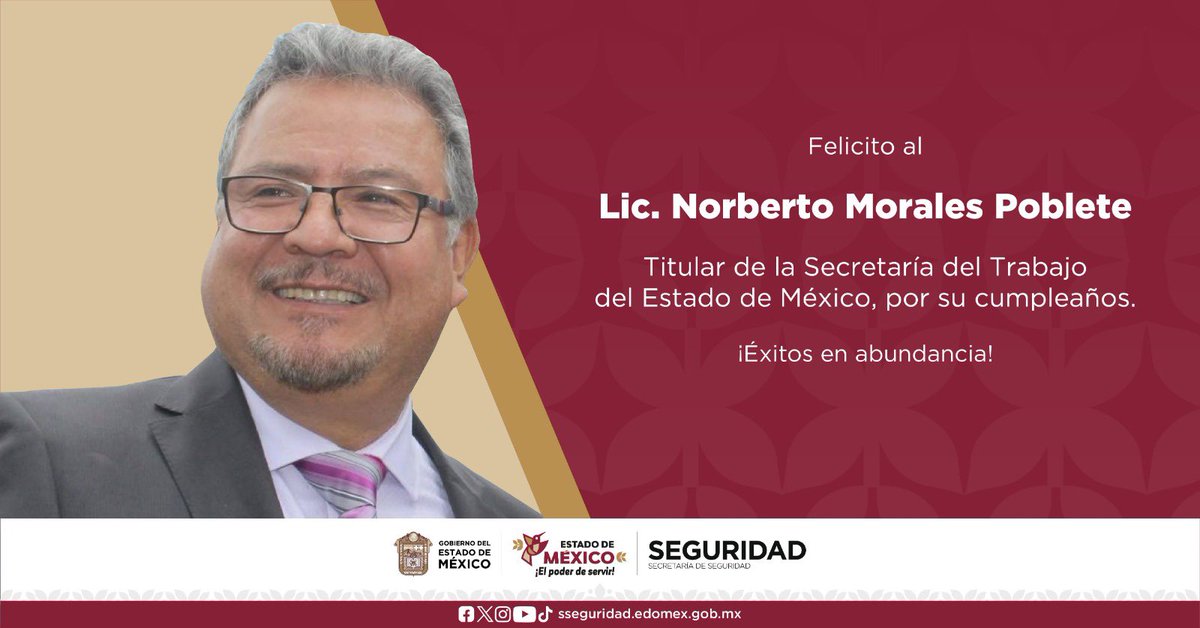 Cristóbal Castañeda (@mtro_ccastaneda) on Twitter photo 🎉 Le deseo un feliz cumpleaños al Titular del <a href="/TrabajoEdomex/">Secretaría del Trabajo del Estado de México</a>, Lic. Norberto Morales Poblete. 🎉 Le deseo un feliz cumpleaños al Titular del <a href="/TrabajoEdomex/">Secretaría del Trabajo del Estado de México</a>, Lic. Norberto Morales Poblete.