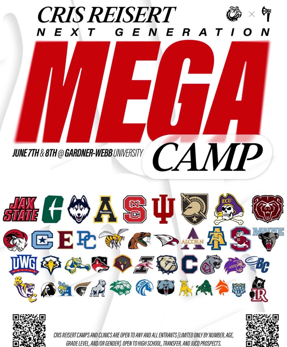 I will be attending <a href="/GWUFootball/">Gardner-Webb Football</a> mega camp this Saturday June 7th session 3 (OL/DL/LB/RB) <a href="/CoachVeraldi/">COACH PAYTON VERALDI</a> <a href="/Coach_Gardiner/">Steve Gardiner</a> <a href="/CoachDubb80/">Robert Washington Sr, CAA</a> <a href="/overtime1021/">Otis Forsythe aka Coach O</a> <a href="/pepman704/">Matt Morrow</a> <a href="/NCHSBlueSheet/">North Carolina HS Football Recruiting Blue Sheet</a> <a href="/PrepRedzoneNC/">Prep Redzone North Carolina</a>