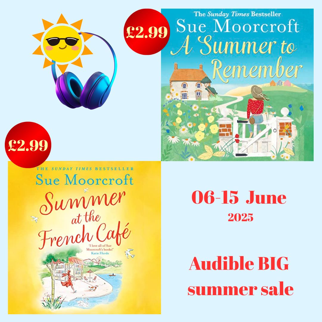 SueMoorcroft's tweet image. Alert for Audible UK users!

Two of my books are in the Audible Big Summer Sale from today until 15th June at just £2.99 each.

Download #SummerAtTheFrenchCafe: audible.co.uk/pd/Summer-at-t…

Download #ASummerToRemember: audible.co.uk/pd/A-Summer-to…