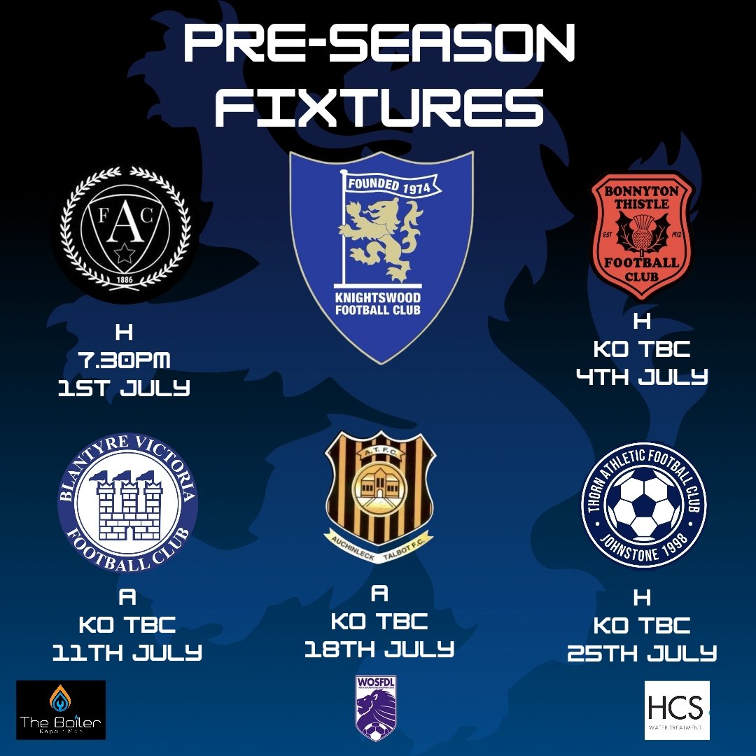 Getting ourselves set up and ready for next season 💪

Our pre-season games will start on the 1st of July, some parks and times to be confirmed, but keep your eyes peeled for more info 👀

#wosfdl #football #youthfootball #knightswoodfc #knightswoodfcu20s #glasgowfootball