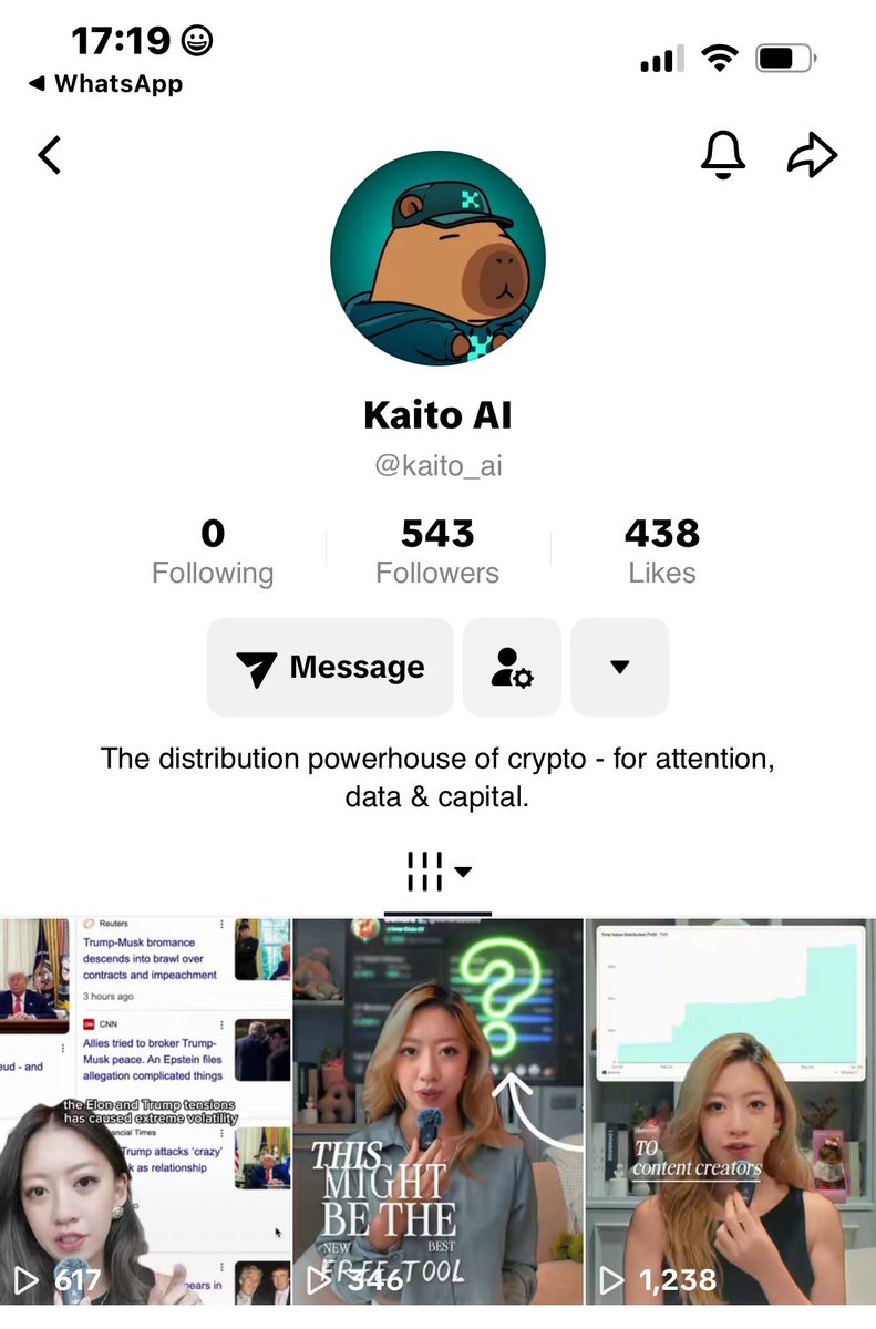 Getting to TikTok and I saw this 

Is this TikTok associated to <a href="/KaitoAI/">Kaito AI 🌊</a> ?

I want to know so we can be careful if someone is trying to impersonate it

<a href="/Punk9277/">Yu Hu 🌊</a> 
<a href="/ripchillpill/">Chill Pill 🍡</a> 

Meanwhile I still say yapping about caldera