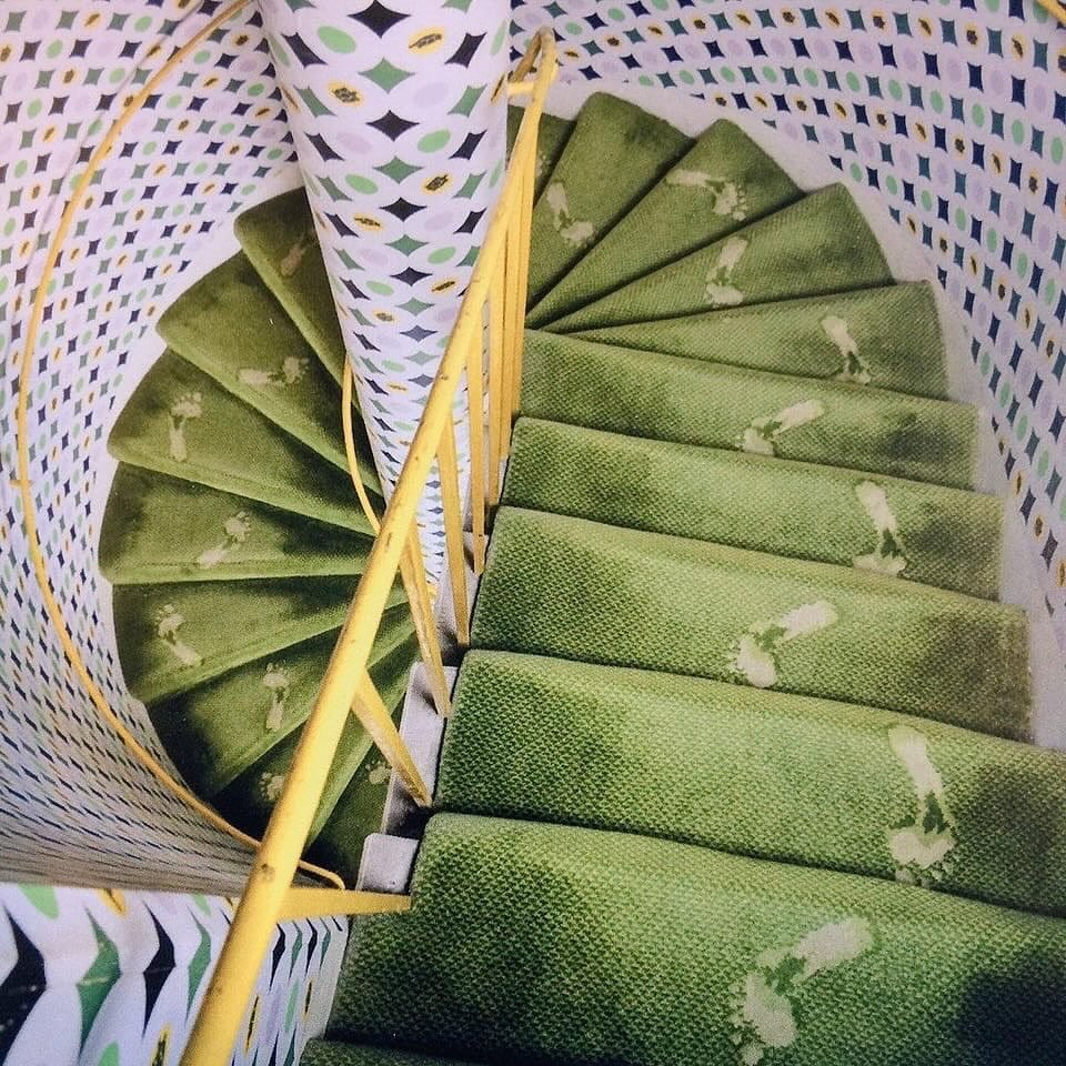 designdocument's tweet image. Surrealist artist Edward James was so deeply in love with his wife that when he saw her wet footprints ascending the stairs, he had them woven into the carpet π£π