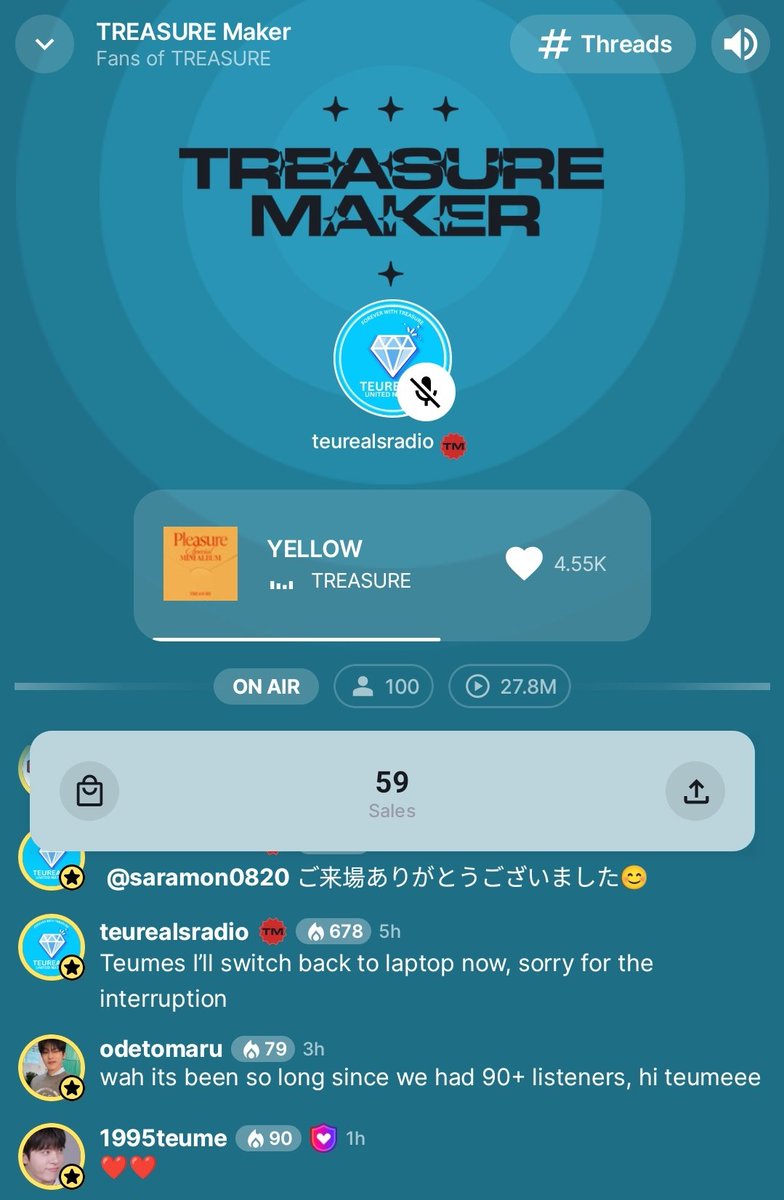 TREASURE Maker channel is always welcomes you, TEUMES. Doing 24/7 on StationHead!
DJ will get through with your song requests this weekends. So If you're busy, just park your devices here too 🎶

📻 stationhead.com/c/treasuremaker

#트레저 #トレジャー <a href="/treasuremembers/">TREASURE</a> <a href="/ygtreasuremaker/">TREASURE MAKER</a>