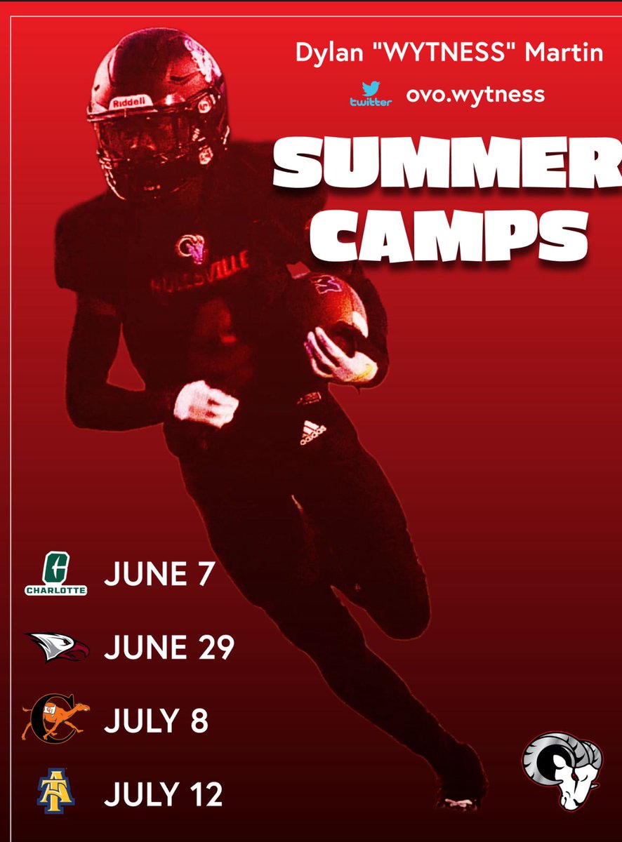 I will be attending the following camps to showcase my talents and skills to their coaching staff, hoping to leave with something…
Representing the #Ville🛑⚫️
<a href="/mpholderman/">Mike Holderman</a> <a href="/RRACKLEY9/">Coach Ranier (Rack) Rackley</a> <a href="/TheDanteJones/">Dante Jones</a> <a href="/RamsFootballNC/">Rolesville Rams Football</a>
