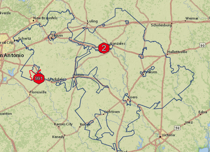 OUTAGE ALERT - 11:20 a.m.: GVEC crews are working to restore an outage in La Vernia affecting approximately 991 members.  Linemen are working as quickly and safely as they can to make repairs and get everyone restored as soon as possible.