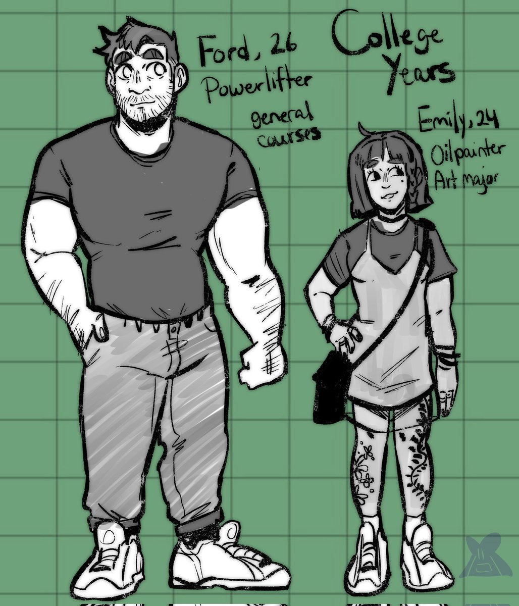 Lavender_Draw's tweet image. An itty bitty lore update, Ford was 26 in college (he got in a few years later after HS) where he met his (ex) future wife, Emily.
Im gonna sit down to write down how they met/ how they ended