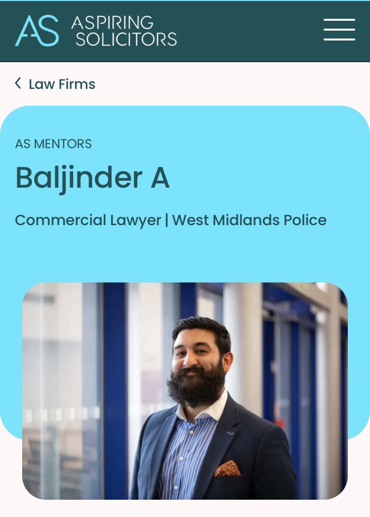 Aspiring Solicitors ⚖️📚

Thank you <a href="/access2law/">Aspiring Solicitors</a> for the updated profile! 

I remember joining as a student at university - the platform has grown from strength to strength. For anyone looking at entering the legal profession, a great free tool!

aspiringsolicitors.co.uk/ambassador/bal…