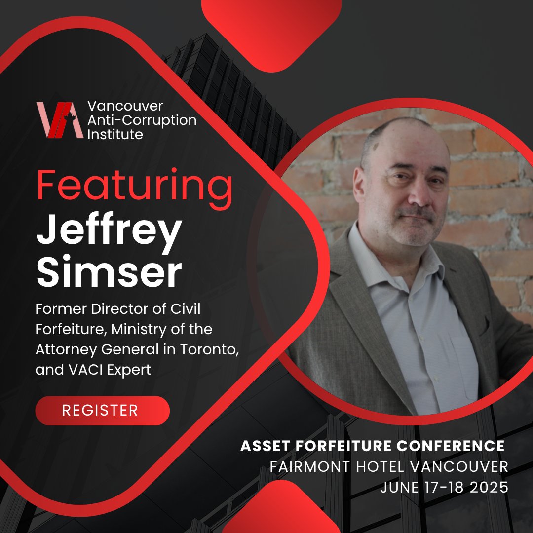 We are honoured to welcome Jeffrey Simser as a speaker for the #AssetForfeiture Conference on June 17–18 in #Vancouver. To learn more from Canada’s first director of #civilforfeiture register now: bit.ly/3FBo1eL
 #Law #AntiCorruption